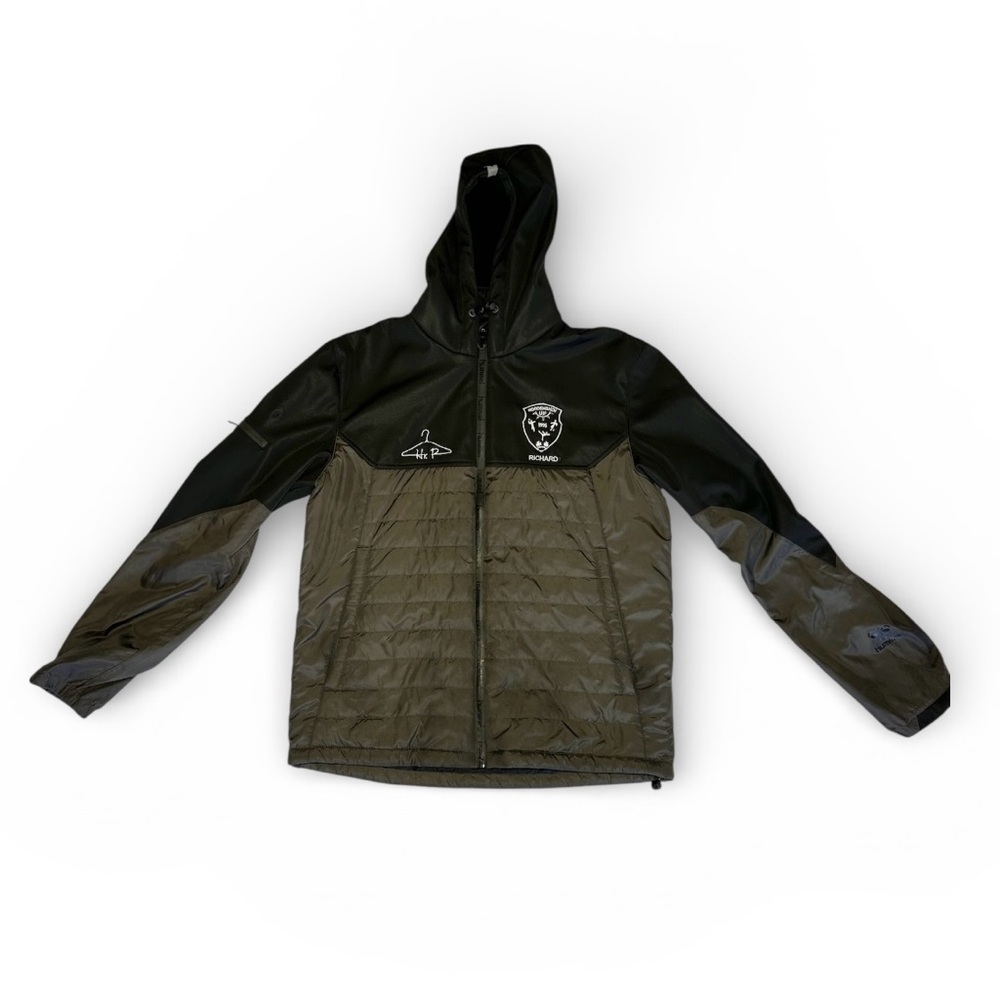 Hummel hybrid, hooded jacket, men’s Medium black gray, full zip quilted